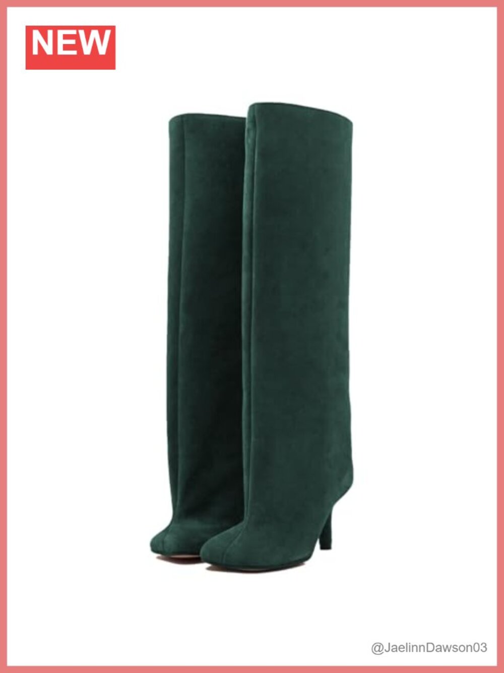 Women's Knee High Suede Boots Square Toe Stiletto Heel Wide Calf